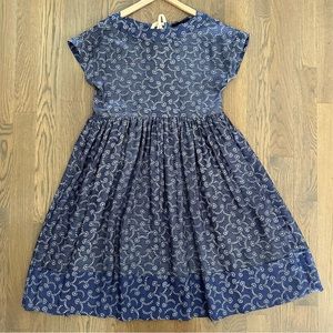Tricot Comme des Garcons Short Sleeve Printed Dress in Indigo & White Size Small